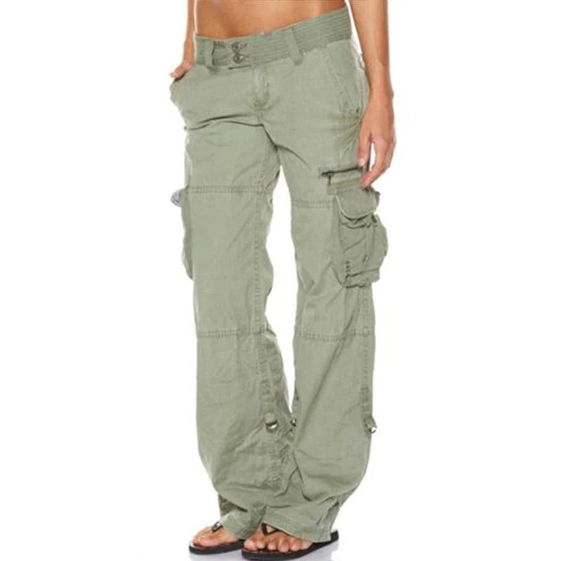 WW | Cargo Hose mit weitem Bein - Low Waist Utility Pants mit Seitentaschen im Y2K Streetstyle