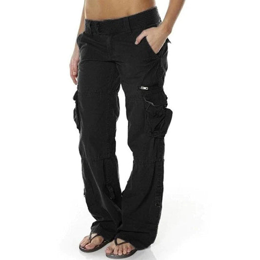 WW | Wide Leg Cargo Pants - Low Waist Utility Pants with Side Pockets in Y2K Street Style