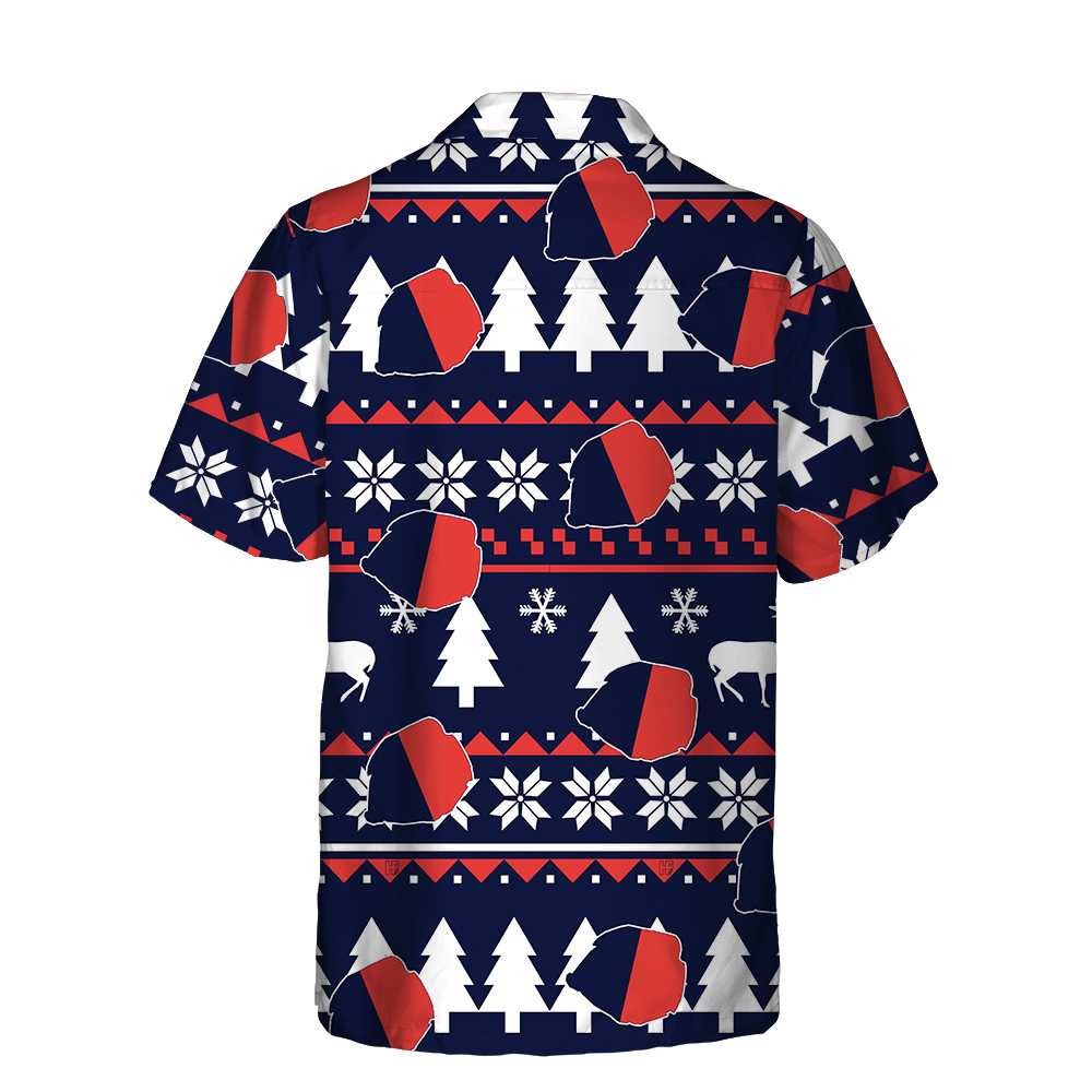 WW | Paris Hässliches Weihnachtsmuster Hawaiian Shirt, Französische Flagge Weihnachtshemd für Männer