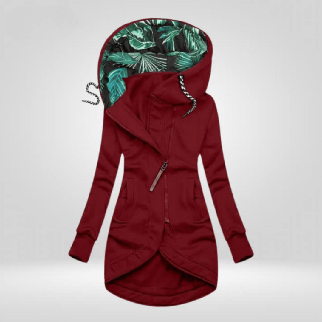 WW | Jacke Damen Hüftlange Kapuzenjacke mit Reißverschluss für Den Herbst
