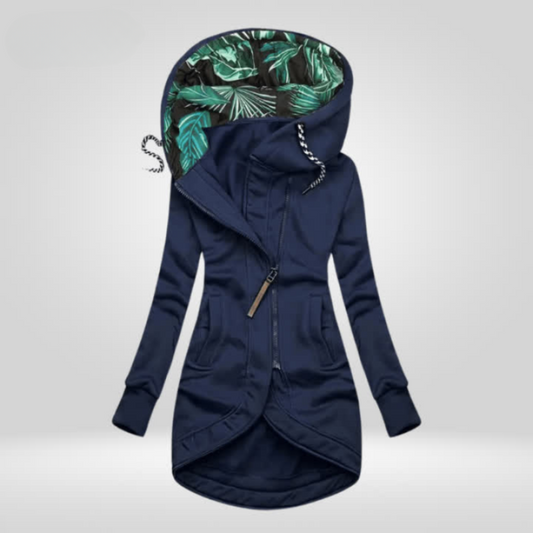 WW | Jacke Damen Hüftlange Kapuzenjacke mit Reißverschluss für Den Herbst