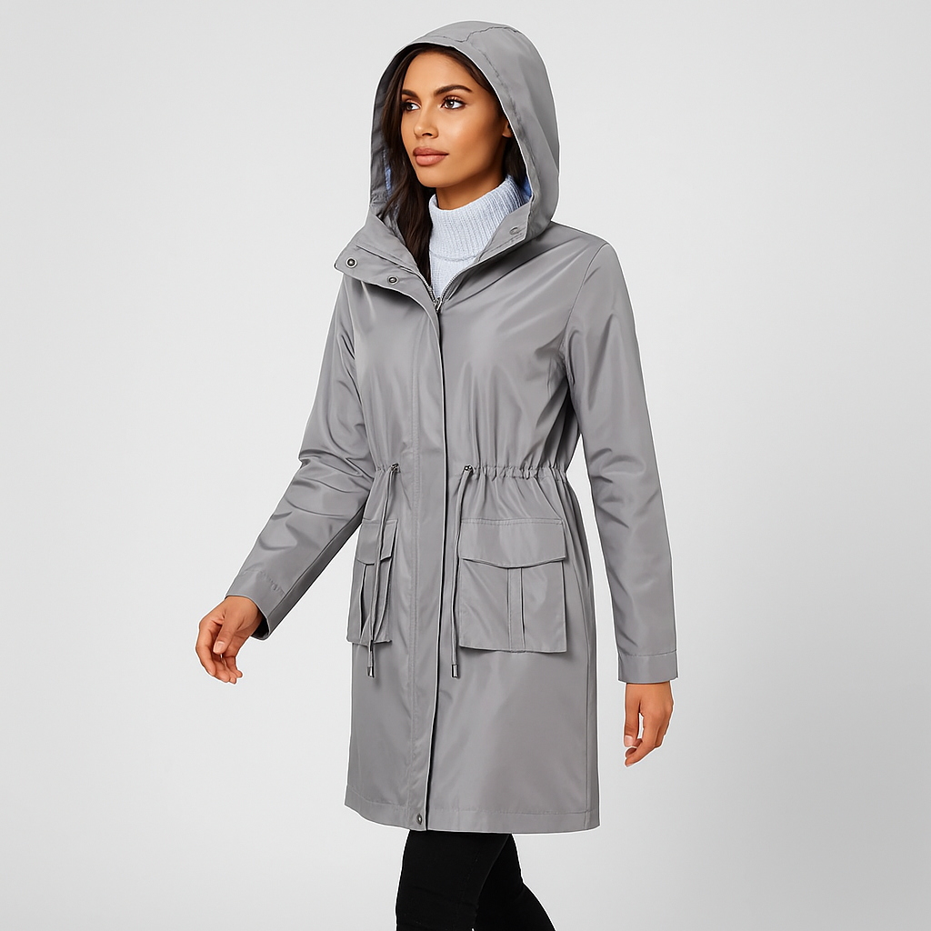WW | Jacke mit Kapuze Kordelzug in Der Taille Wasserdichter Jacke Damenjacken