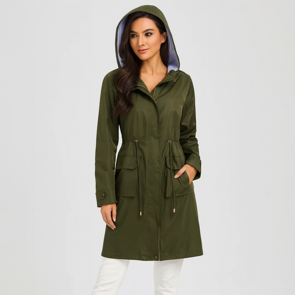 WW | Jacke mit Kapuze Kordelzug in Der Taille Wasserdichter Jacke Damenjacken