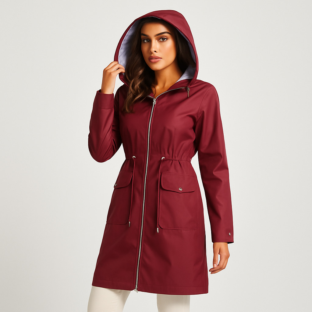 WW | Jacke mit Kapuze Kordelzug in Der Taille Wasserdichter Jacke Damenjacken