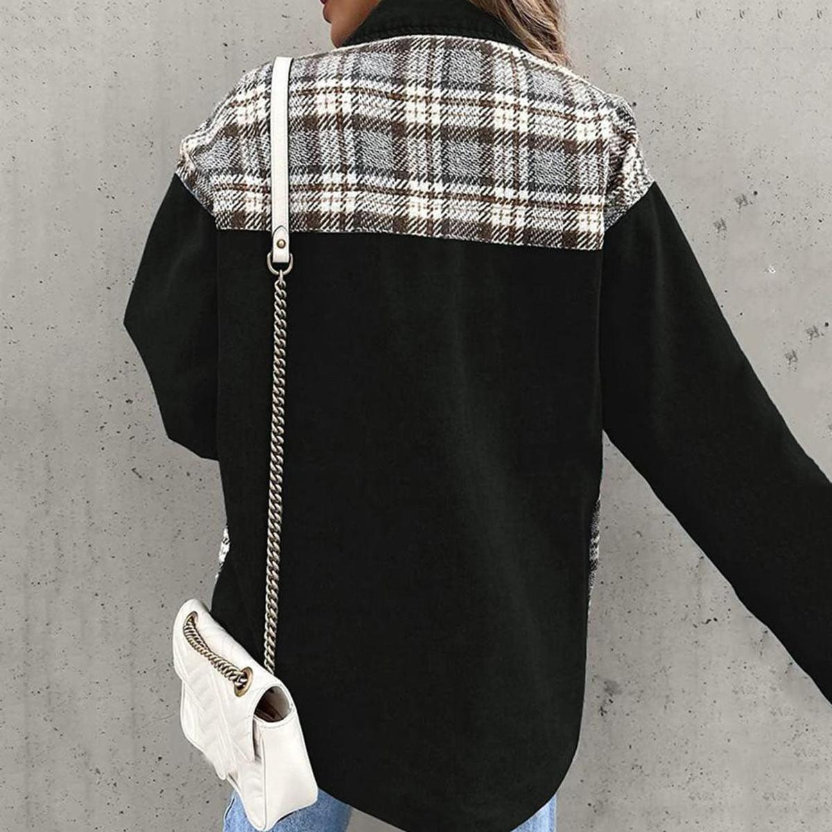 WW | Patchwork Plaid Freizeitjacke Für Frauen