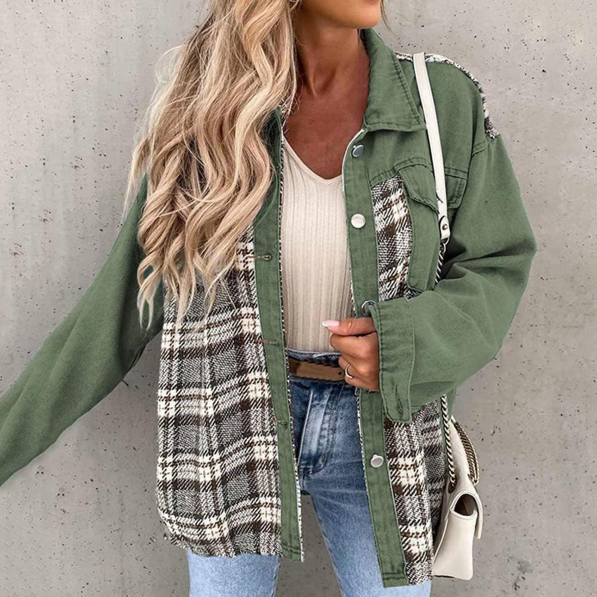 WW | Patchwork Plaid Freizeitjacke Für Frauen