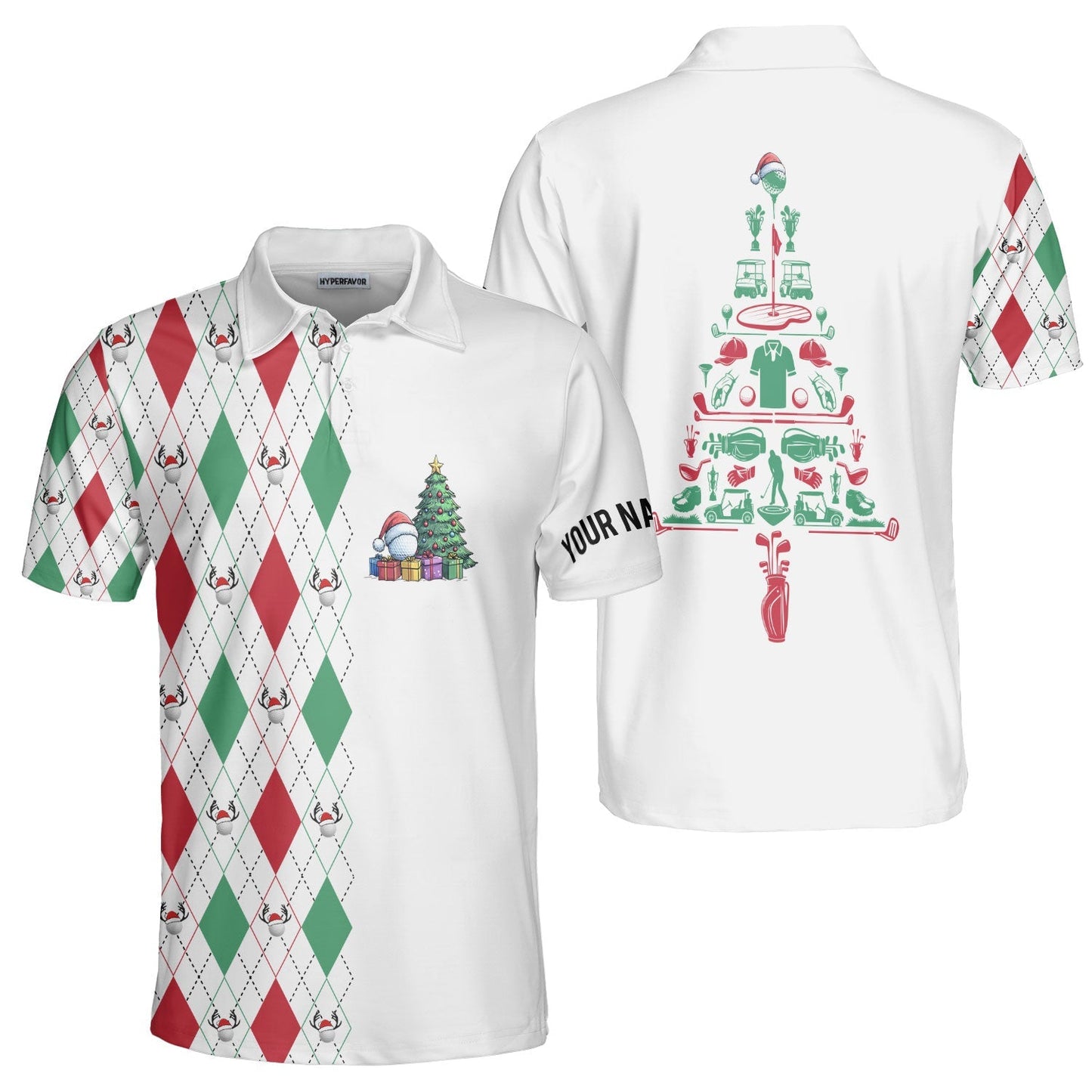 WW | Personalisierte Weihnachtsgeschenk Für Golfer Herren Poloshirt