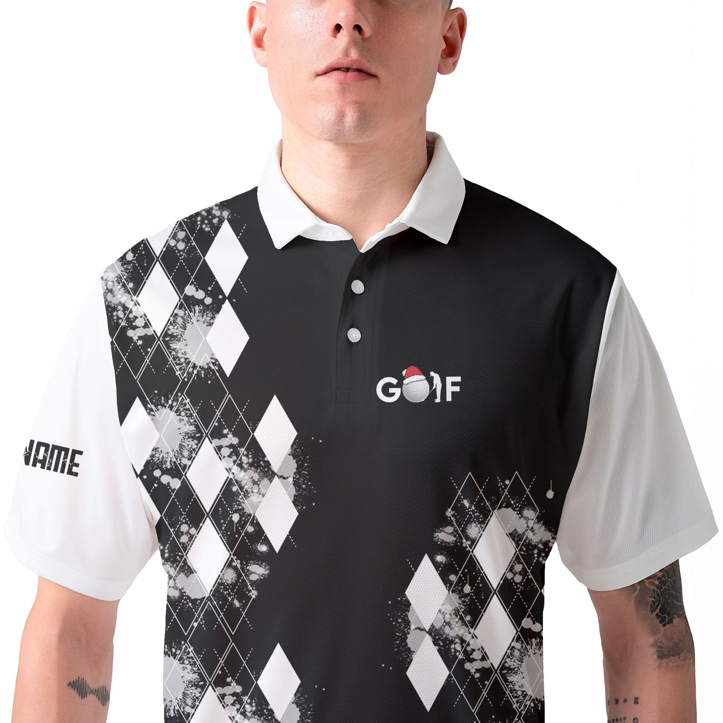 WW | Personalisierte Weihnachts-Schneemann Golfer Männer Polo-Shirt