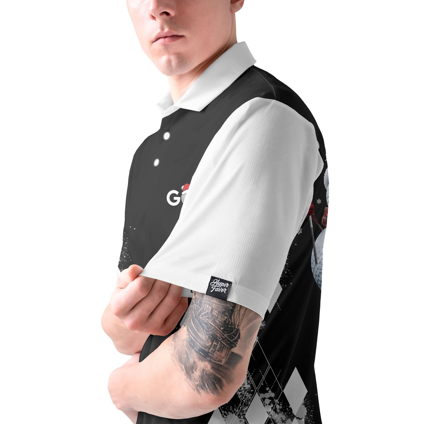 WW | Personalisierte Weihnachts-Schneemann Golfer Männer Polo-Shirt
