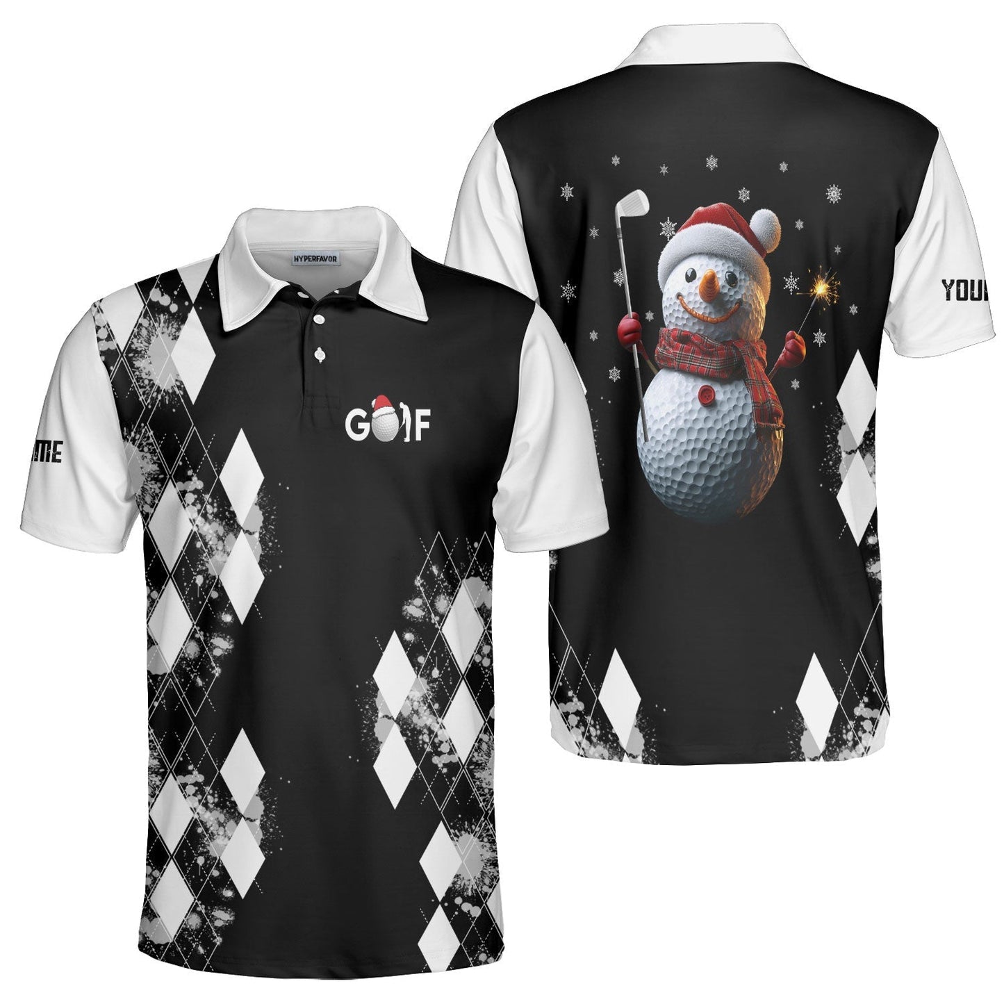 WW | Personalisierte Weihnachts-Schneemann Golfer Männer Polo-Shirt