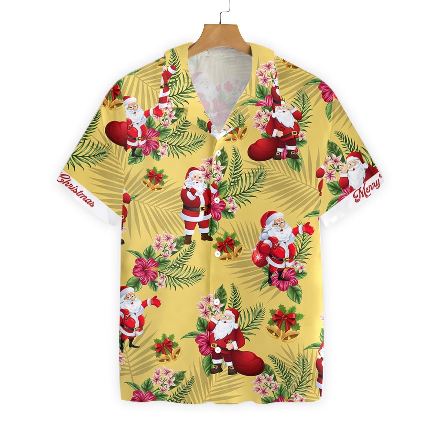 WW | Personalisierte Name Fröhliche Weihnachten Santa Claus Benutzerdefiniertes Hawaiian Shirt