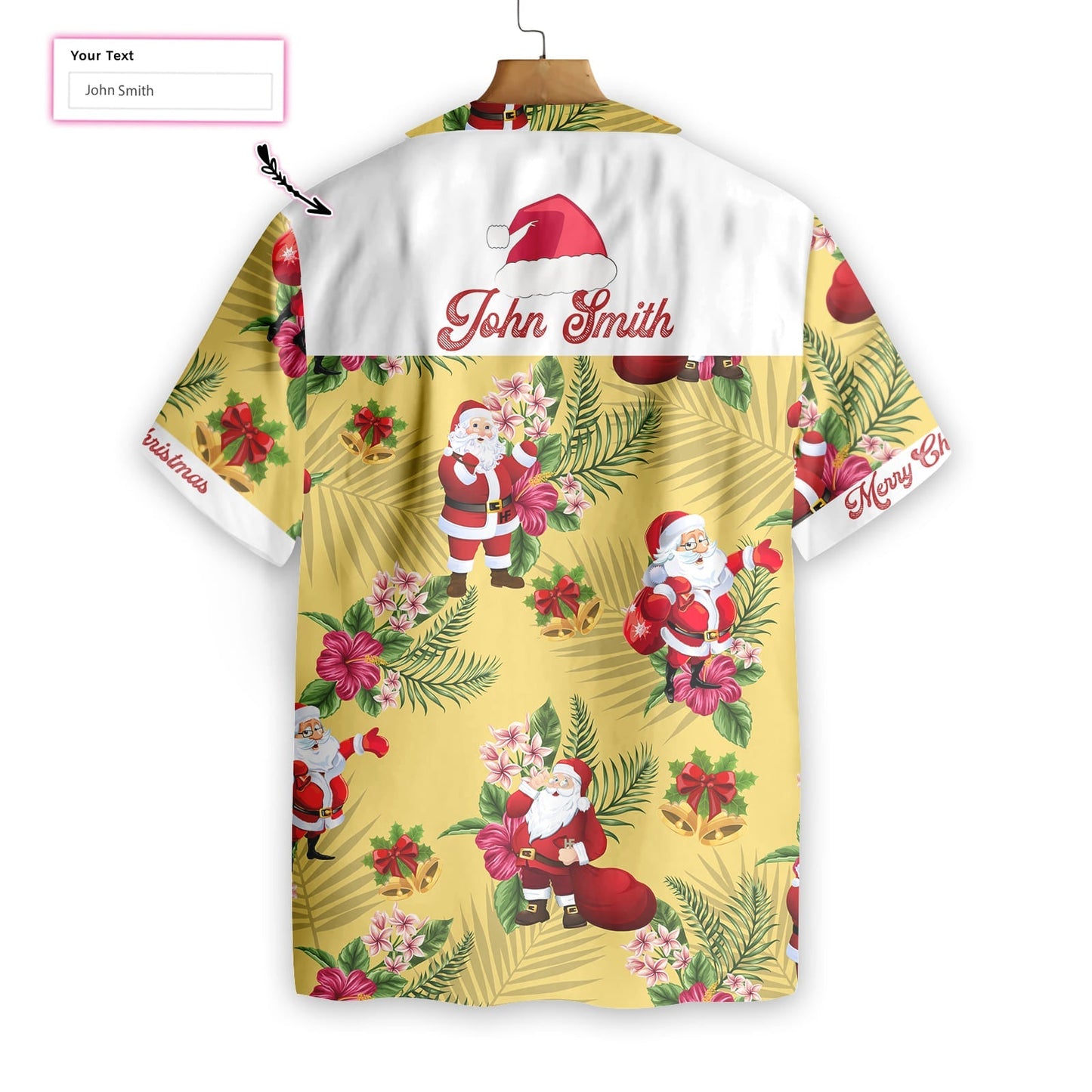 WW | Personalisierte Name Fröhliche Weihnachten Santa Claus Benutzerdefiniertes Hawaiian Shirt