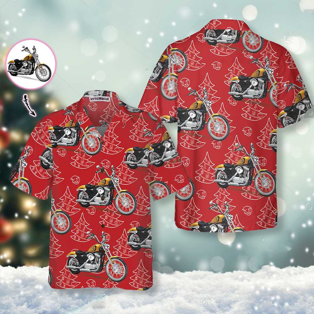 WW | Personalisierte Motorrad-Weihnachten benutzerdefinierte Hawaii-Hemd, lustiges Weihnachtsgeschenk für Biker