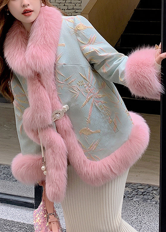 WW | Patchwork Button Leather and Fur Coats with Long Sleeves