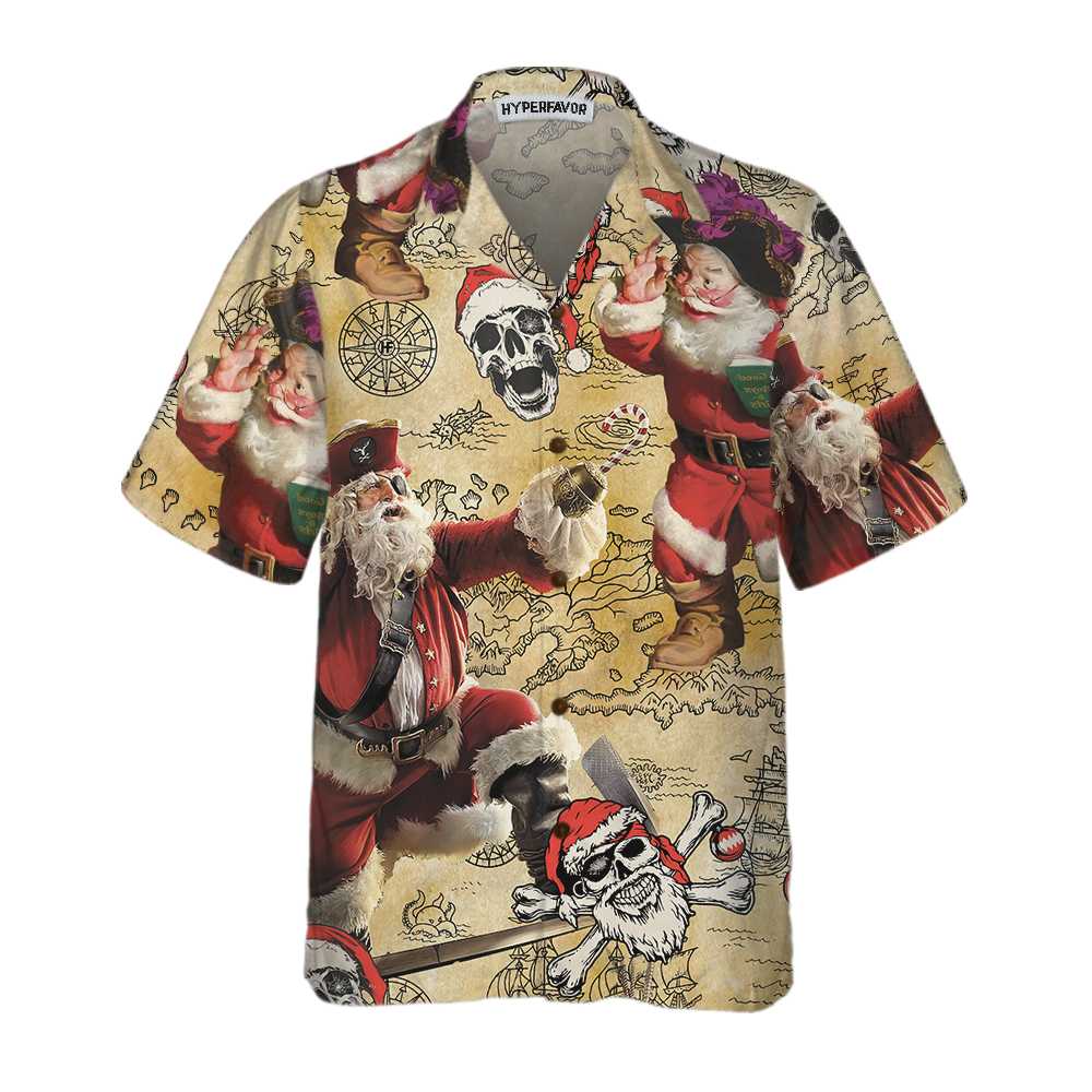 WW | Pirat Weihnachtsmann Hawaiian Shirt, Lustiges Weihnachtsmann Shirt für Männer, Bestes Geschenk für Weihnachten