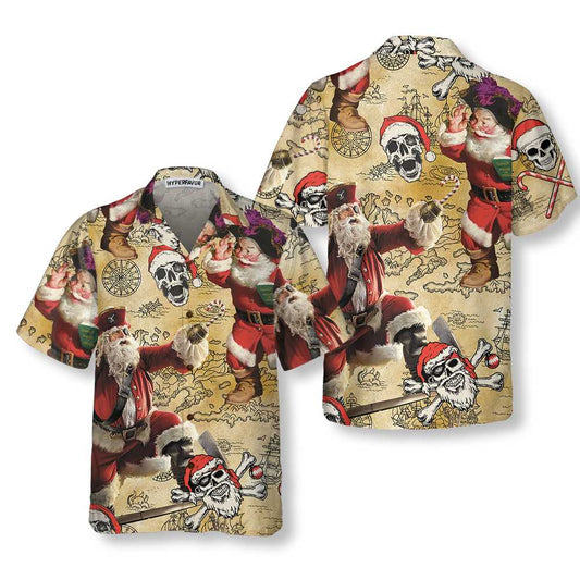 WW | Pirat Weihnachtsmann Hawaiian Shirt, Lustiges Weihnachtsmann Shirt für Männer, Bestes Geschenk für Weihnachten