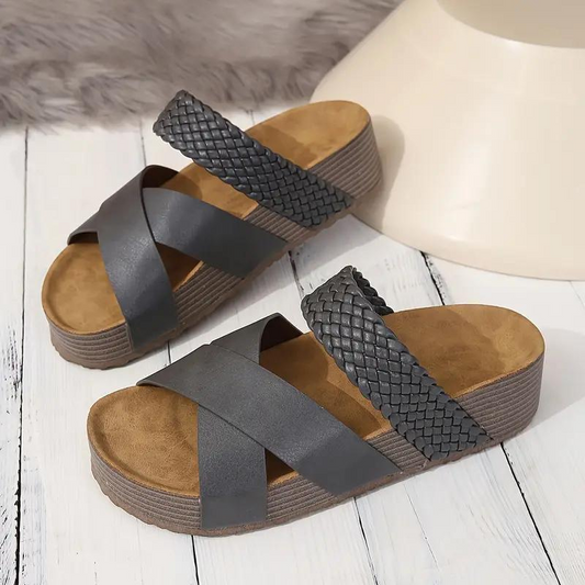 WW | Hausschuhe Slip On Kreuzriemen Schuhe für den Sommer Damen Sandalen