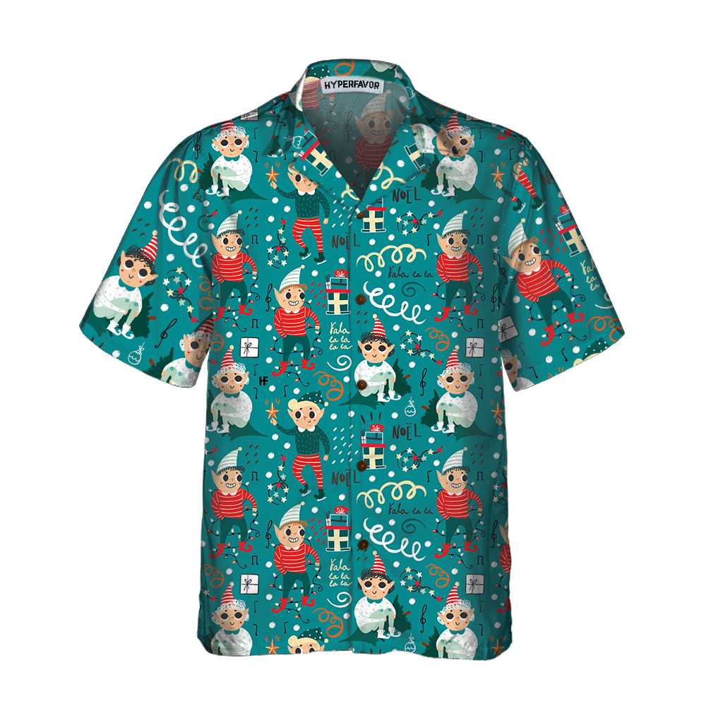 WW | Verspielt Weihnachts-Elfen Hawaiian Shirt, Lustiges Elf Weihnachts-Shirt, Beste Weihnachtsgeschenk-Idee