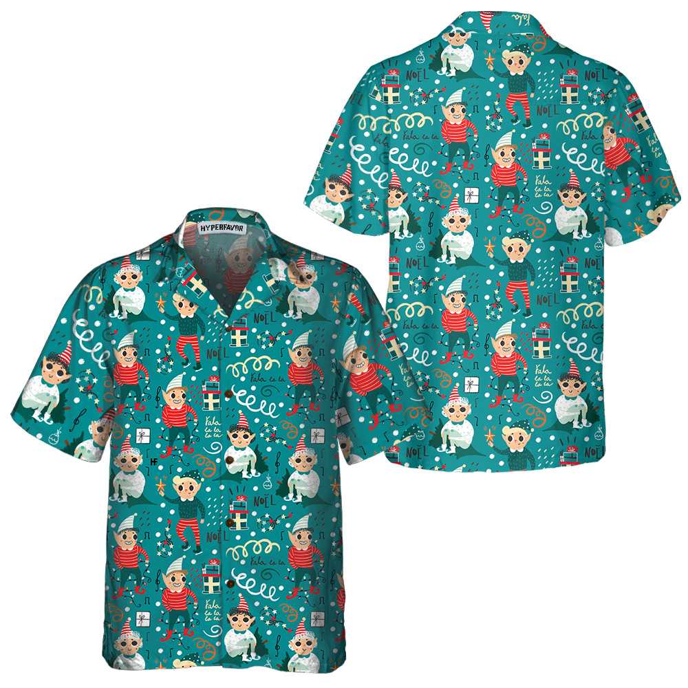 WW | Verspielt Weihnachts-Elfen Hawaiian Shirt, Lustiges Elf Weihnachts-Shirt, Beste Weihnachtsgeschenk-Idee