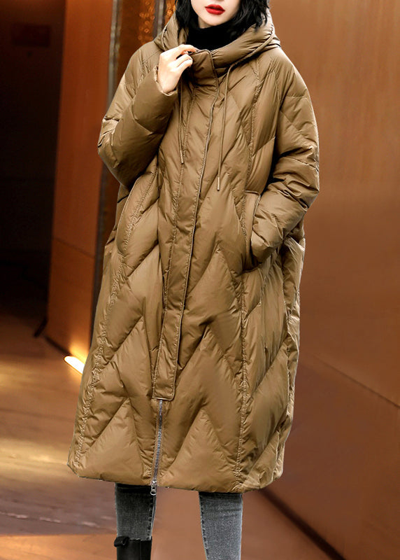 WW | Size Black Zip-Up Patchwork Hooded Duck Down Coats Winter