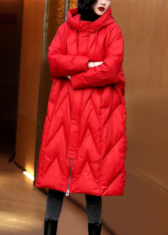 WW | Size Black Zip-Up Patchwork Hooded Duck Down Coats Winter