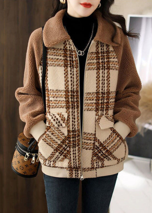 WW | Größe Kaffee Dicke Patchwork Teddy Kunstpelz Mäntel Winter