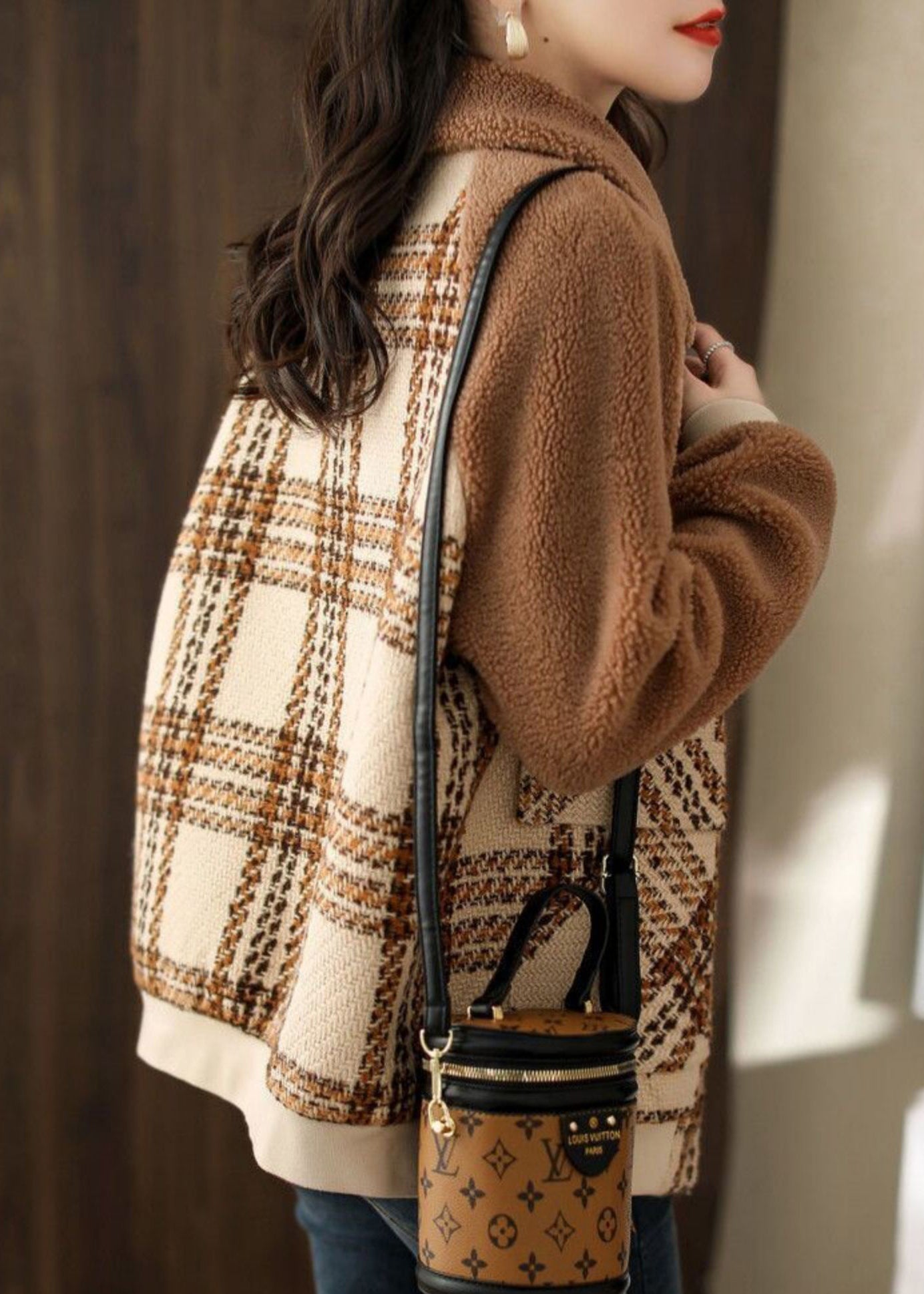 WW | Size Coffee Thick Patchwork Teddy Faux Fur Coats Winter