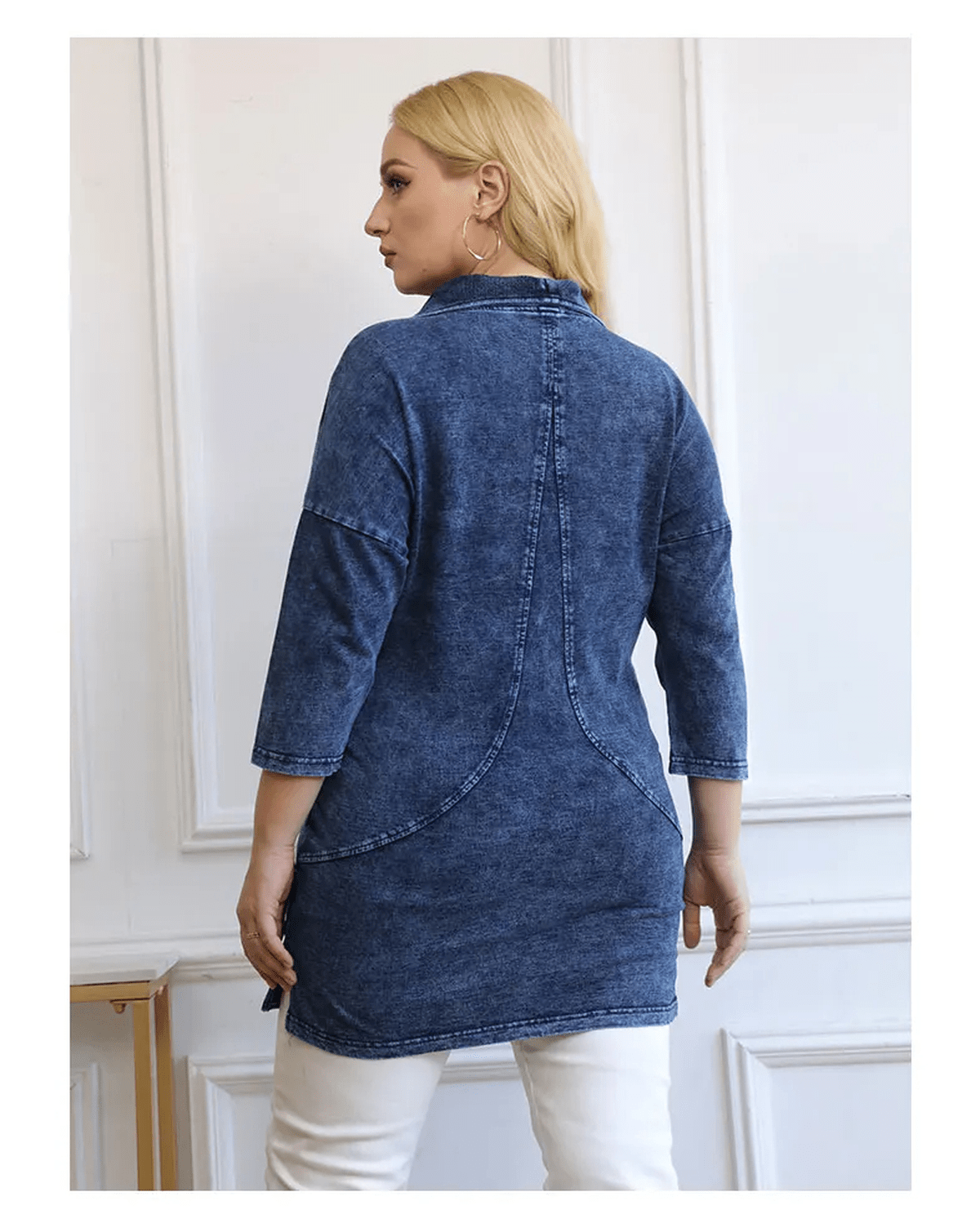 WW | Plus Size Strick Denimjacke Für Kurvenreiche Figuren