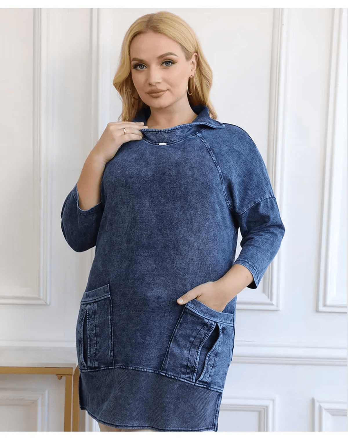 WW | Plus Size Strick Denimjacke Für Kurvenreiche Figuren