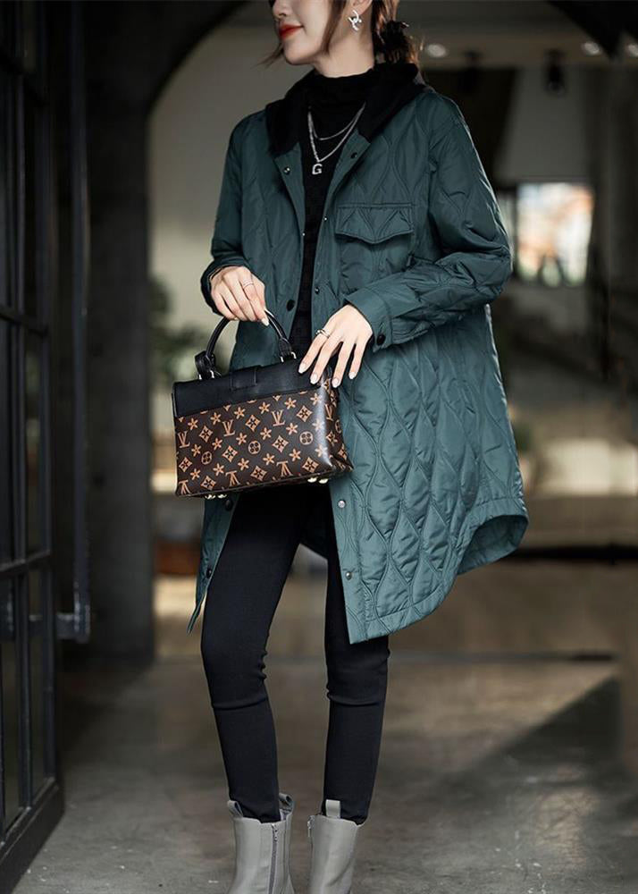 WW | Size Peacock Blue Hooded Pockets Cotton-Filled Women's Winter Coats
