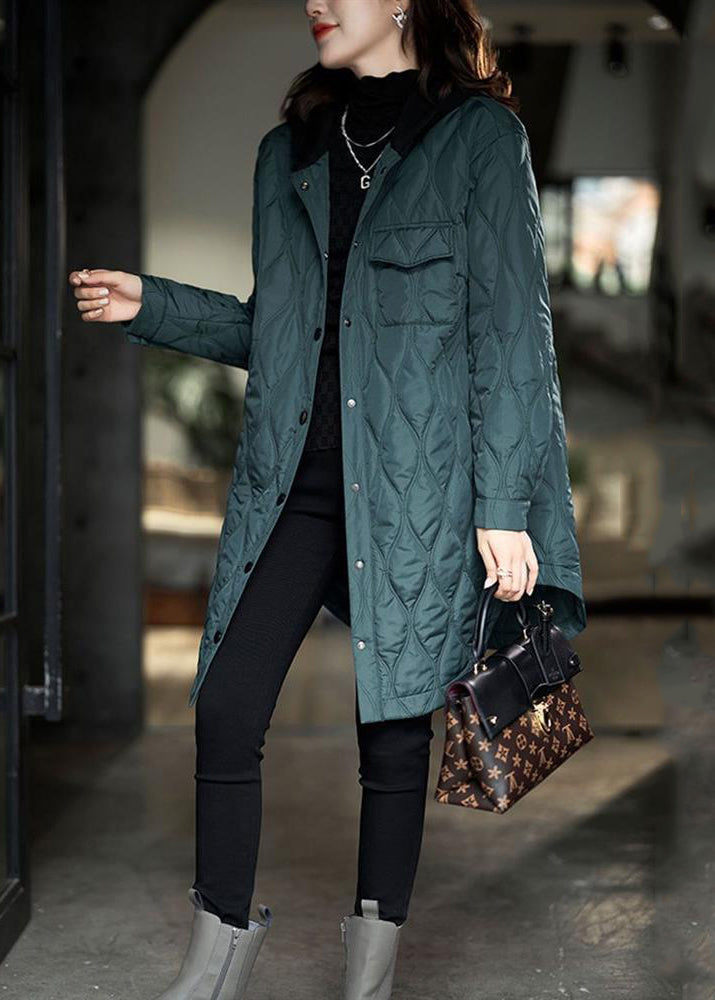 WW | Size Peacock Blue Hooded Pockets Cotton-Filled Women's Winter Coats