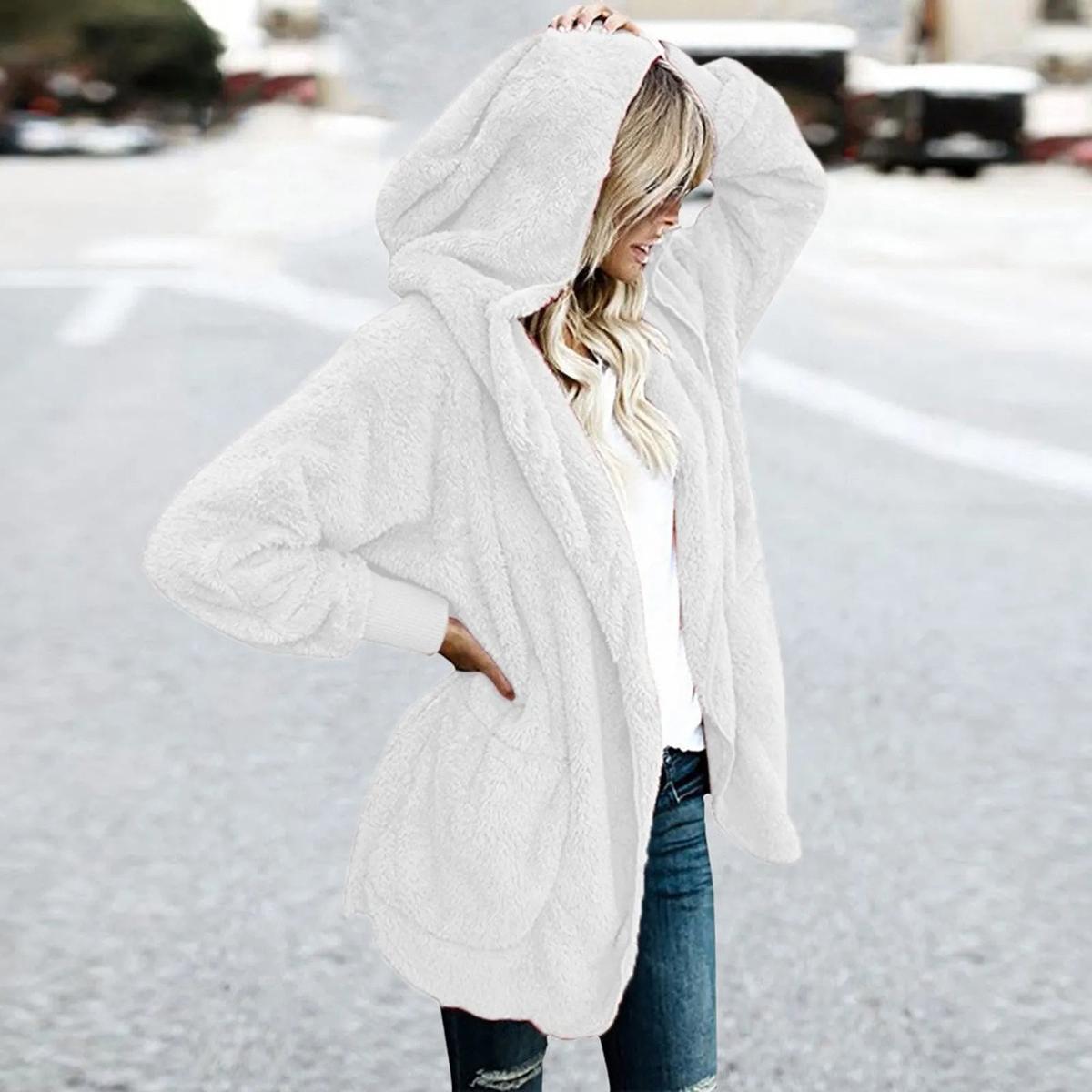 WW | Plus Size Samt Kapuzen Wintermantel