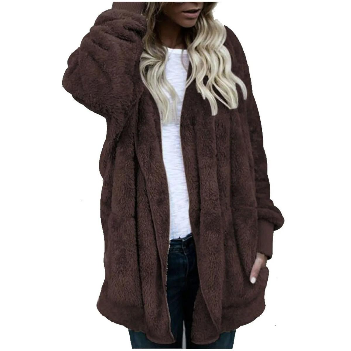 WW | Plus Size Samt Kapuzen Wintermantel