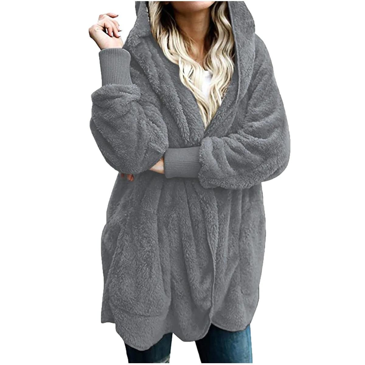WW | Plus Size Samt Kapuzen Wintermantel