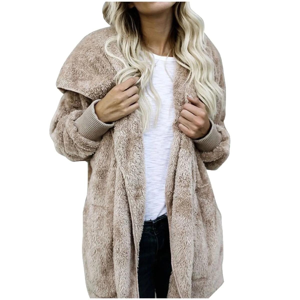 WW | Plus Size Samt Kapuzen Wintermantel