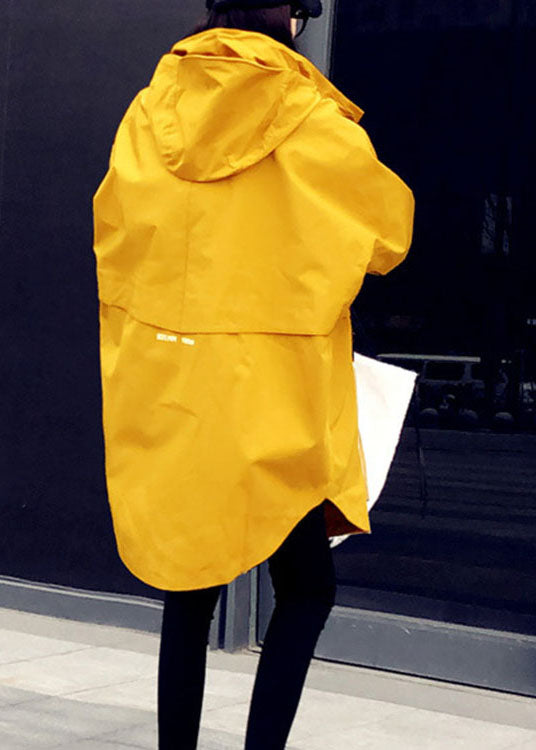 WW | Size Yellow Casual Patchwork Pockets Coats