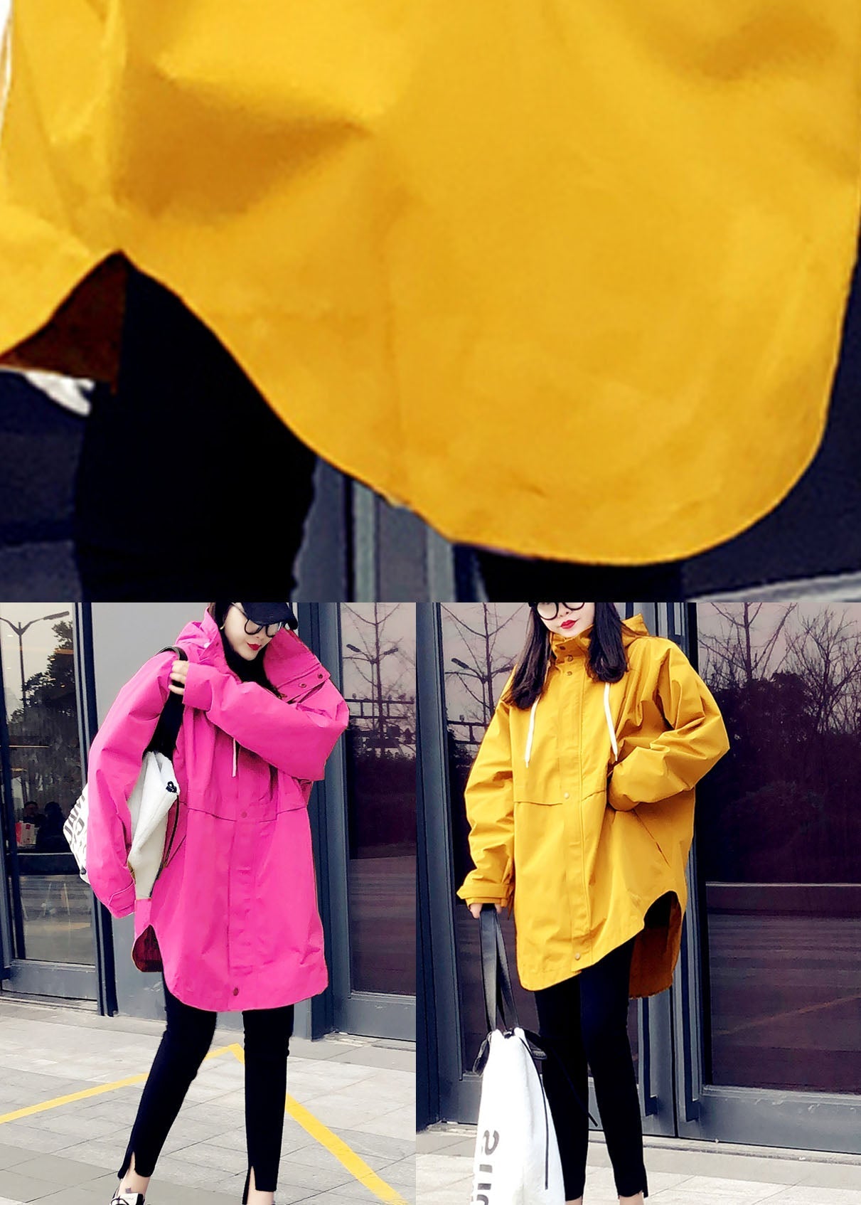 WW | Size Yellow Casual Patchwork Pockets Coats
