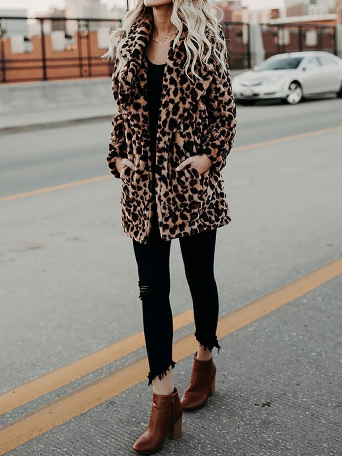 WW | Plüsch Leopardenmuster Winterfelljacke