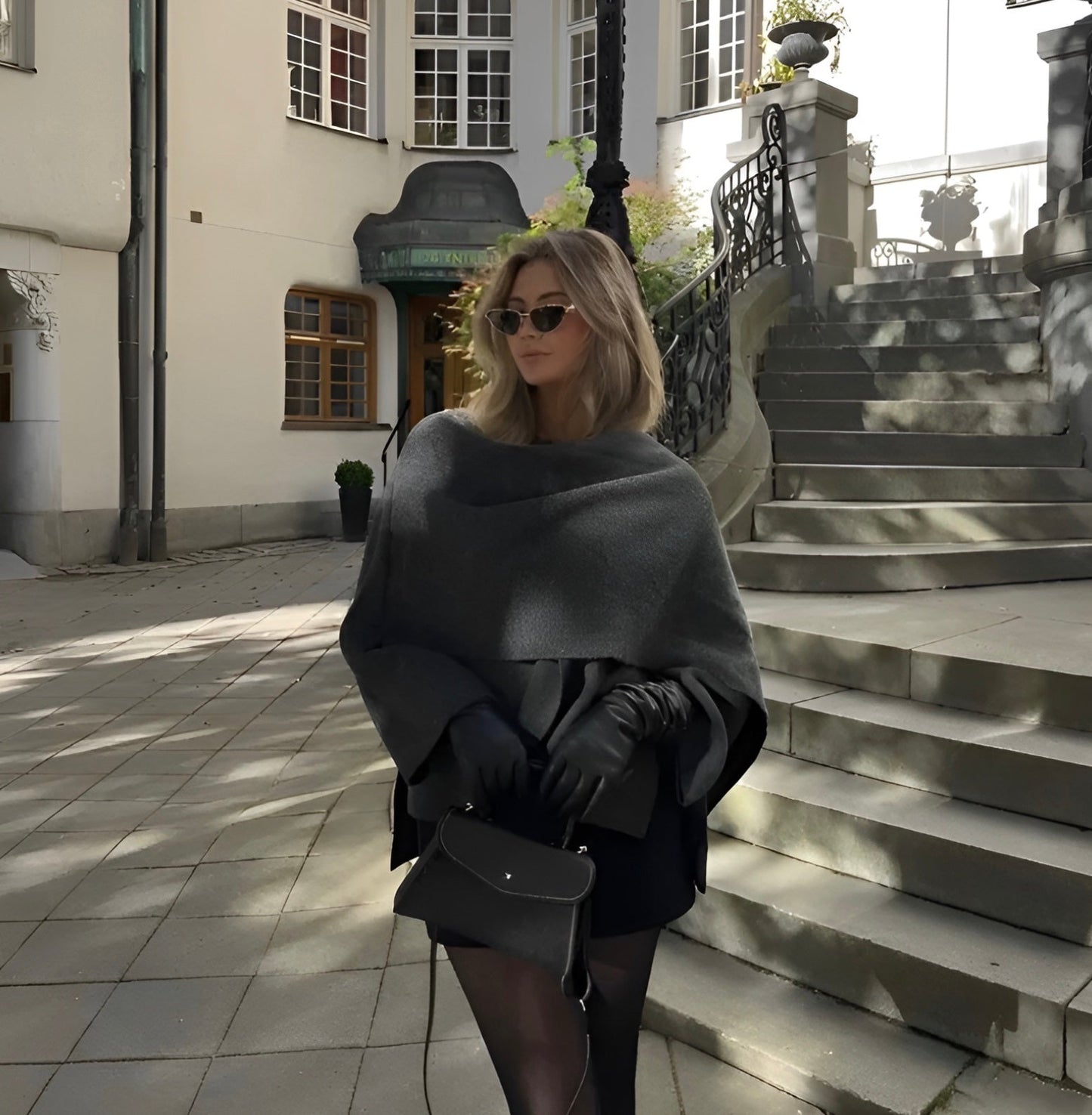 WW | Wolle Herbst Poncho Cape Damenüberjacke