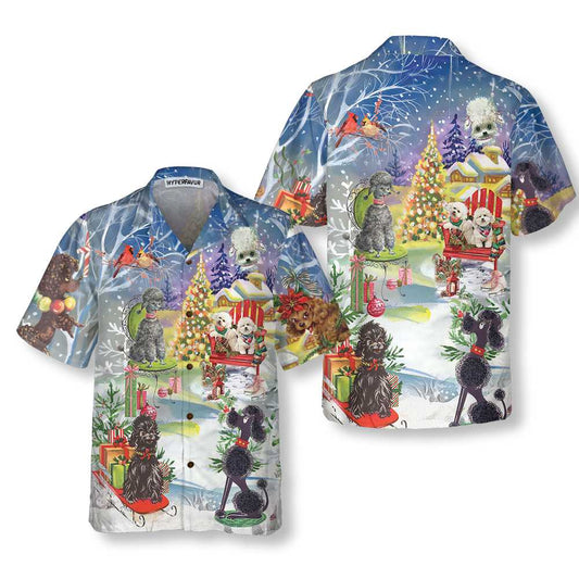 WW | Poodle Through The Snow Hawaiian Shirt, Funny Christmas Shirt for Men & Women, Best Christmas Gift