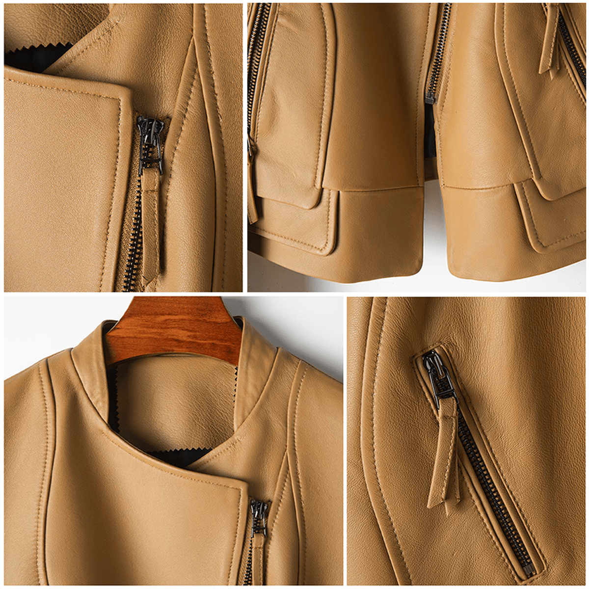 WW | Premium Leder Langarm Enges Jacke