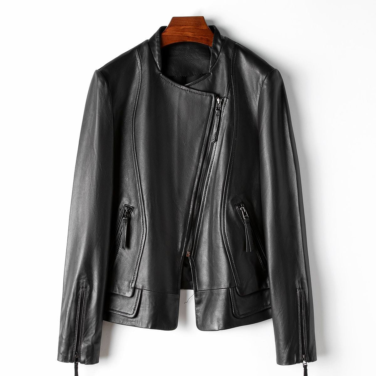 WW | Premium Leder Langarm Enges Jacke