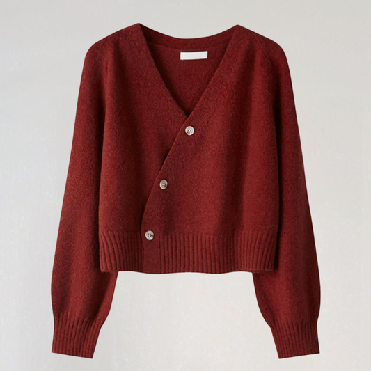WW | Damen Wolljacke mit V-Ausschnitt und Knopfverschluss
