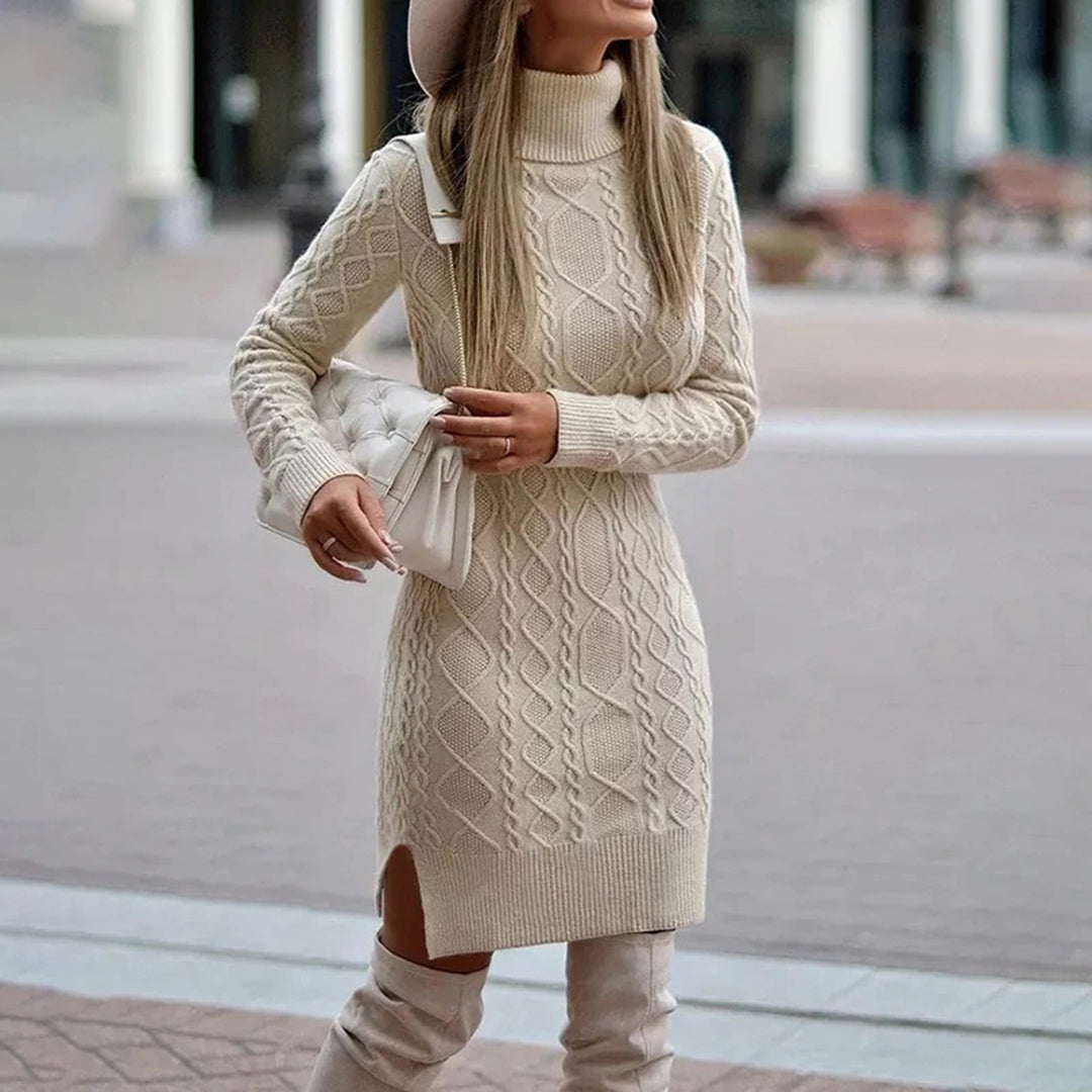 WW | Rollkragen Bodycon Kleid mit langen Ärmeln
