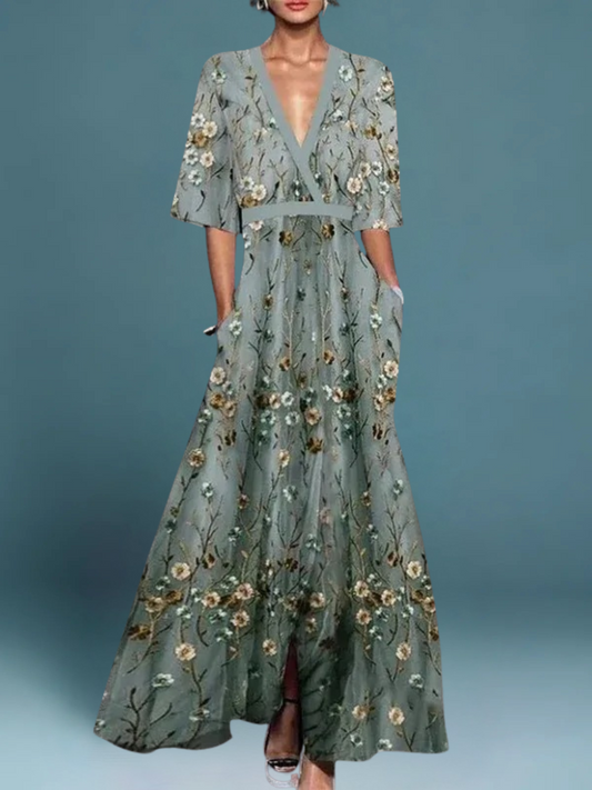 WW | Maxikleid mit floralen Prints in fließender Form