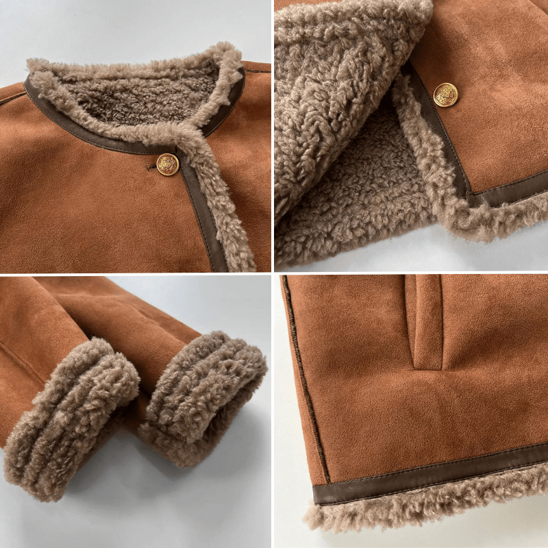 WW | Kunstsuede Jacke - Lammfell-Futter - Kurzer Schnitt - Lässige Winterlage
