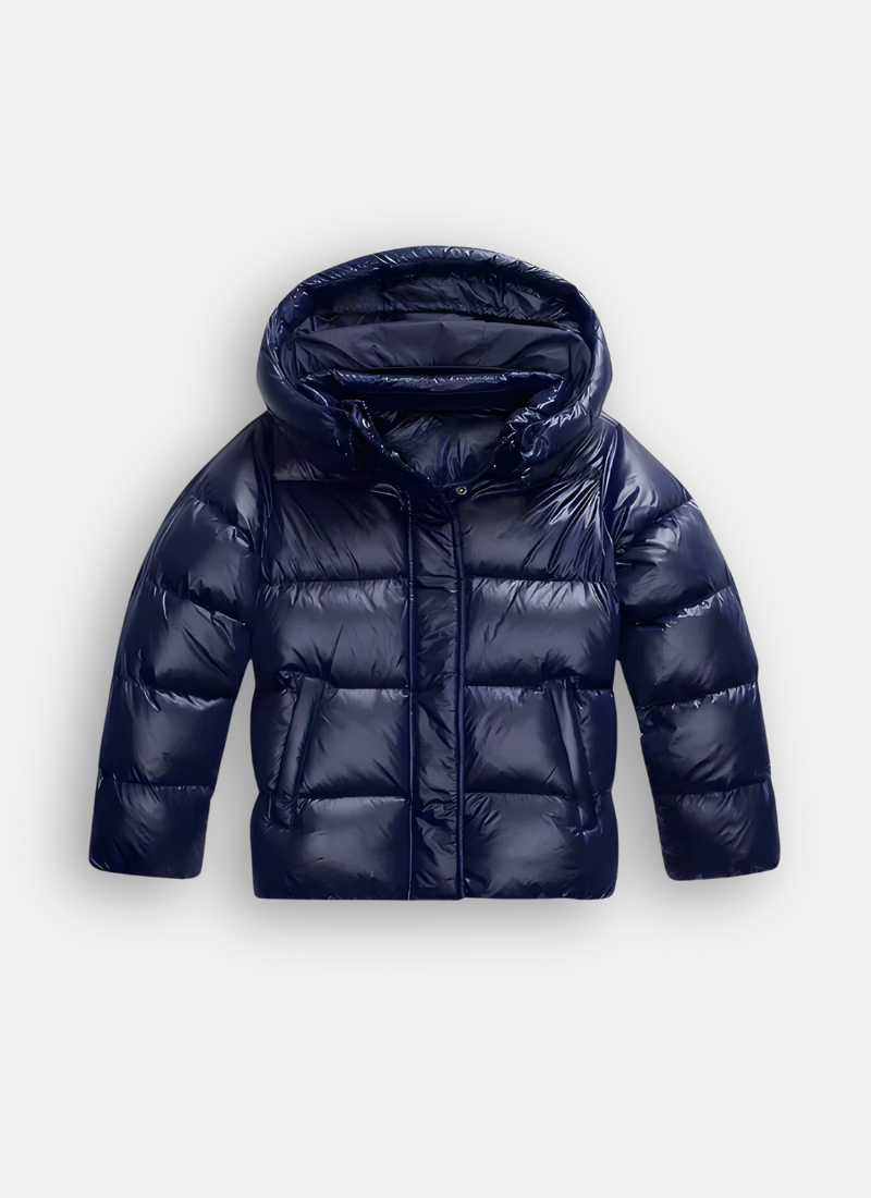 WW | Damen Glänzende Pufferjacke mit Kapuze und Wattierung