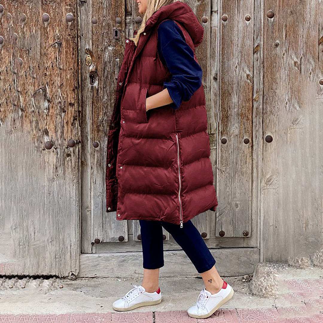 WW | Lang Kapuze Weste Winterbekleidung für Damen