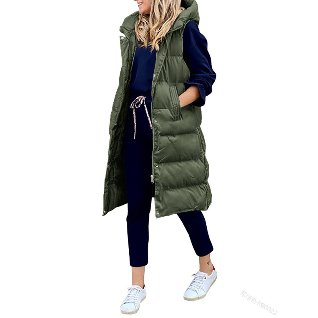 WW | Lang Kapuze Weste Winterbekleidung für Damen