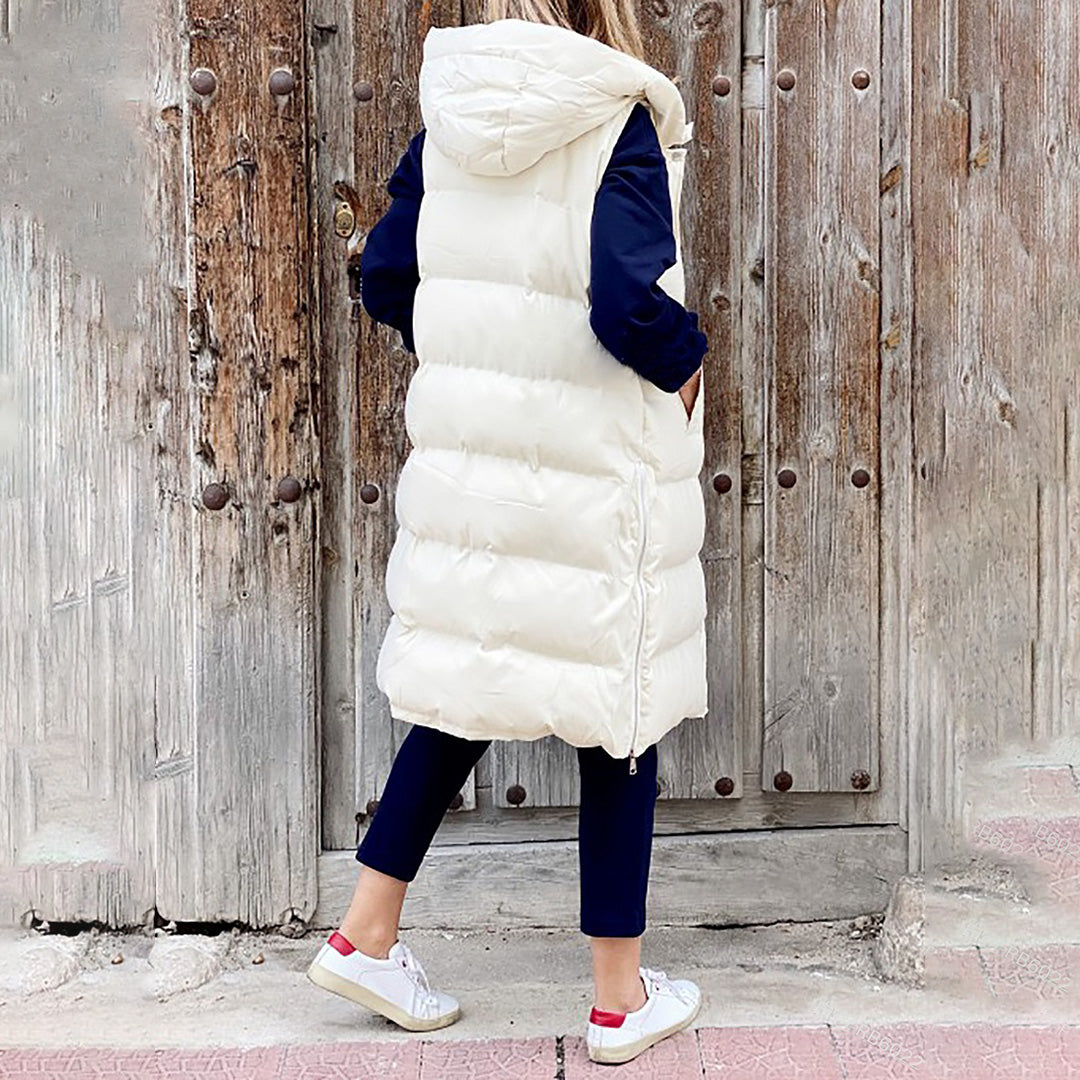 WW | Lang Kapuze Weste Winterbekleidung für Damen